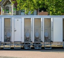 Osterode,,germany, ,august,11,,2023:,trailer,with,publoc,toilets